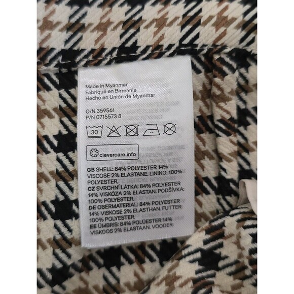 H&M Houndstooth Wide Leg Paperbag Pants Womens Size 10 Belted Crop Trendy - Picture 9 of 12